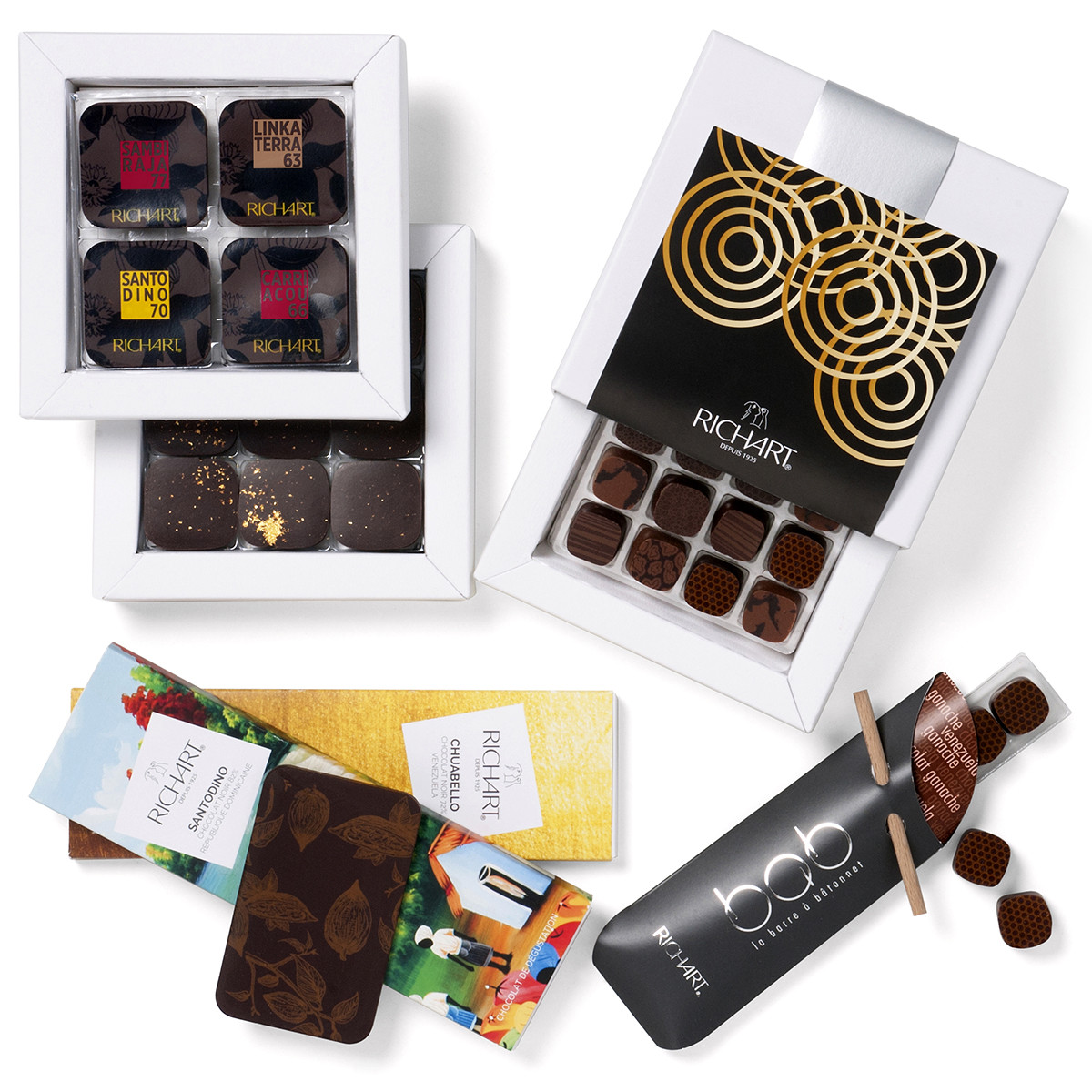 Cesta Noir Infini - surtido de bombones y tabletas de chocolate negro