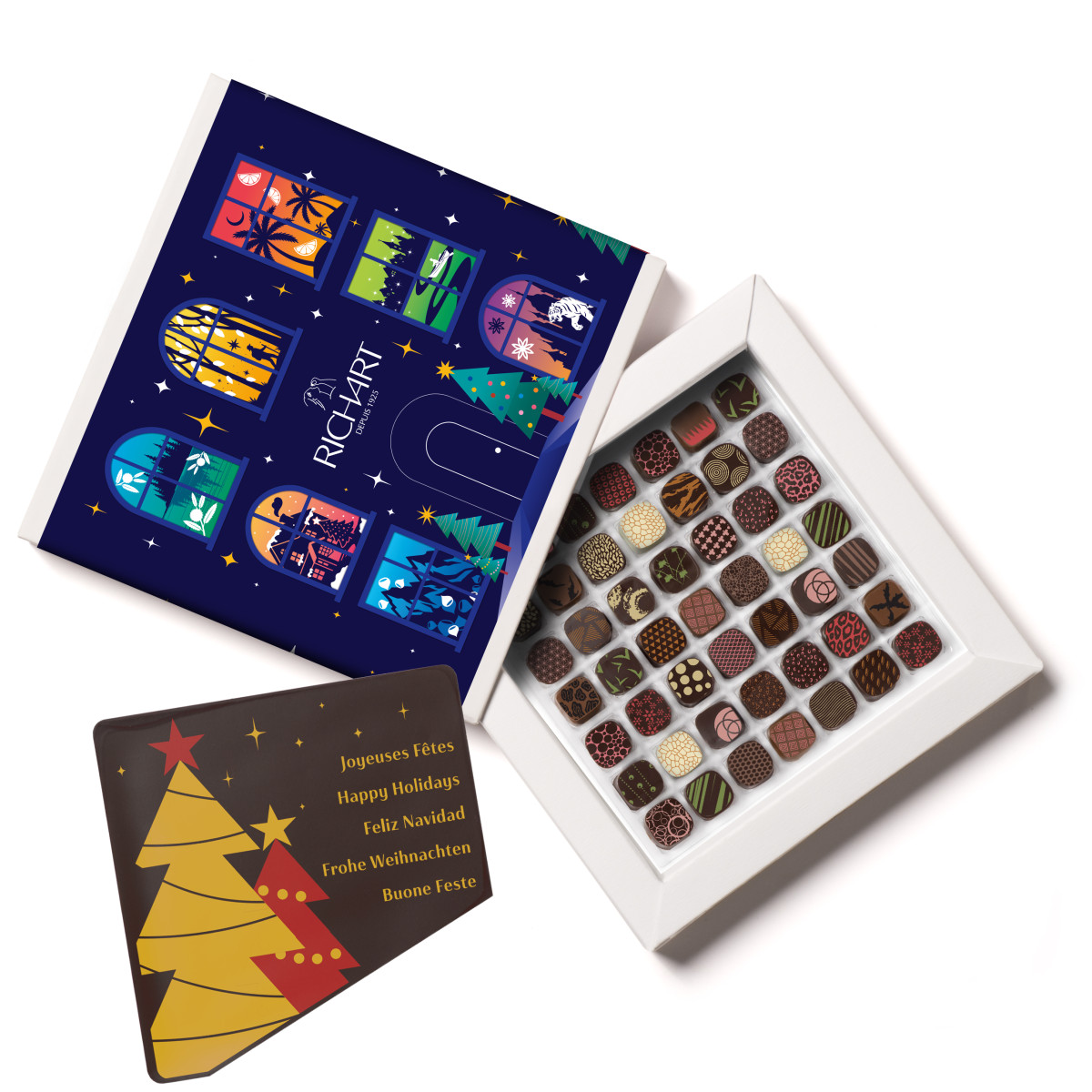Chocolates de Navidad y placa de chocolate –  Ballotin de Noël