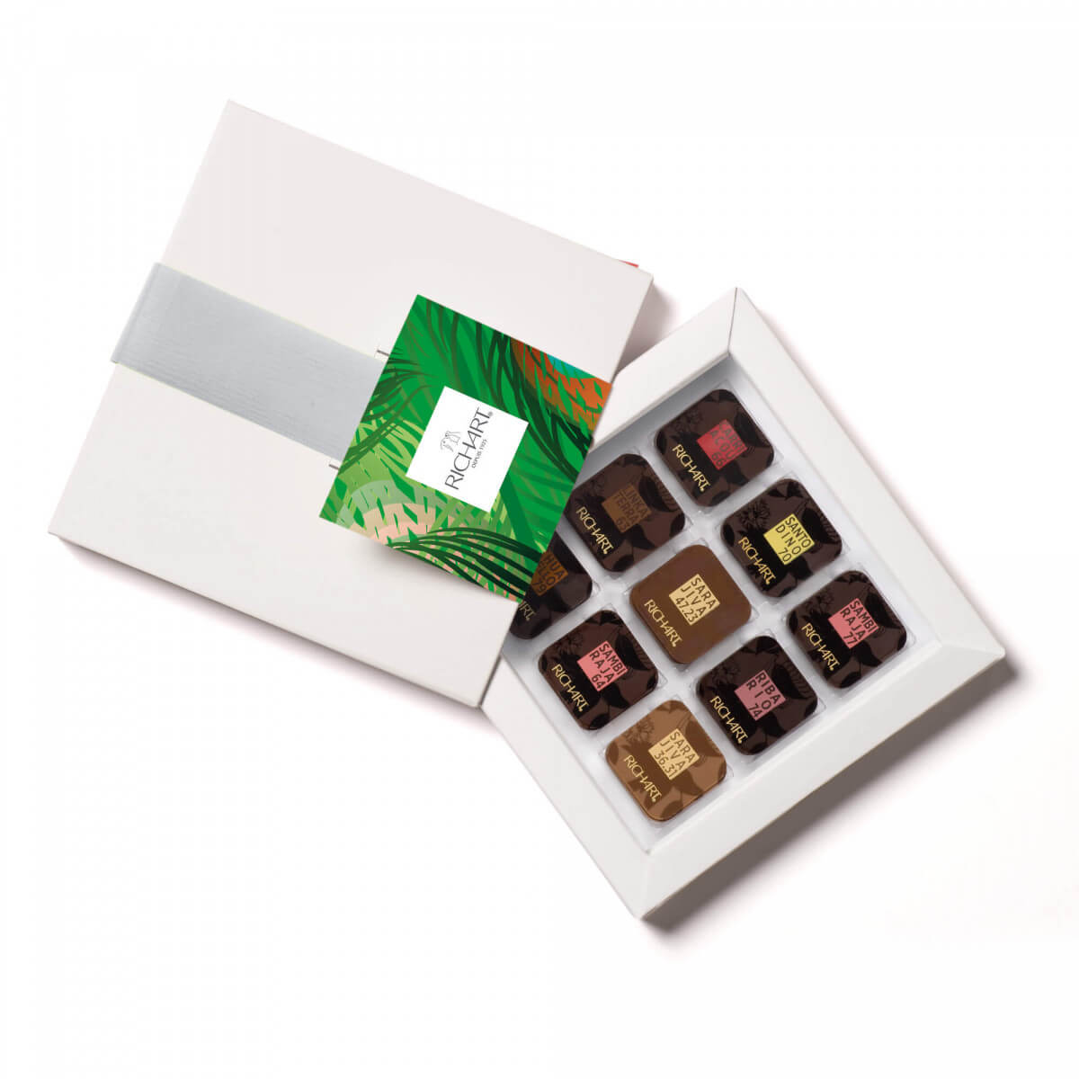 Cammino - scatola 36 quadrotti di cioccolato fondente e al latte 