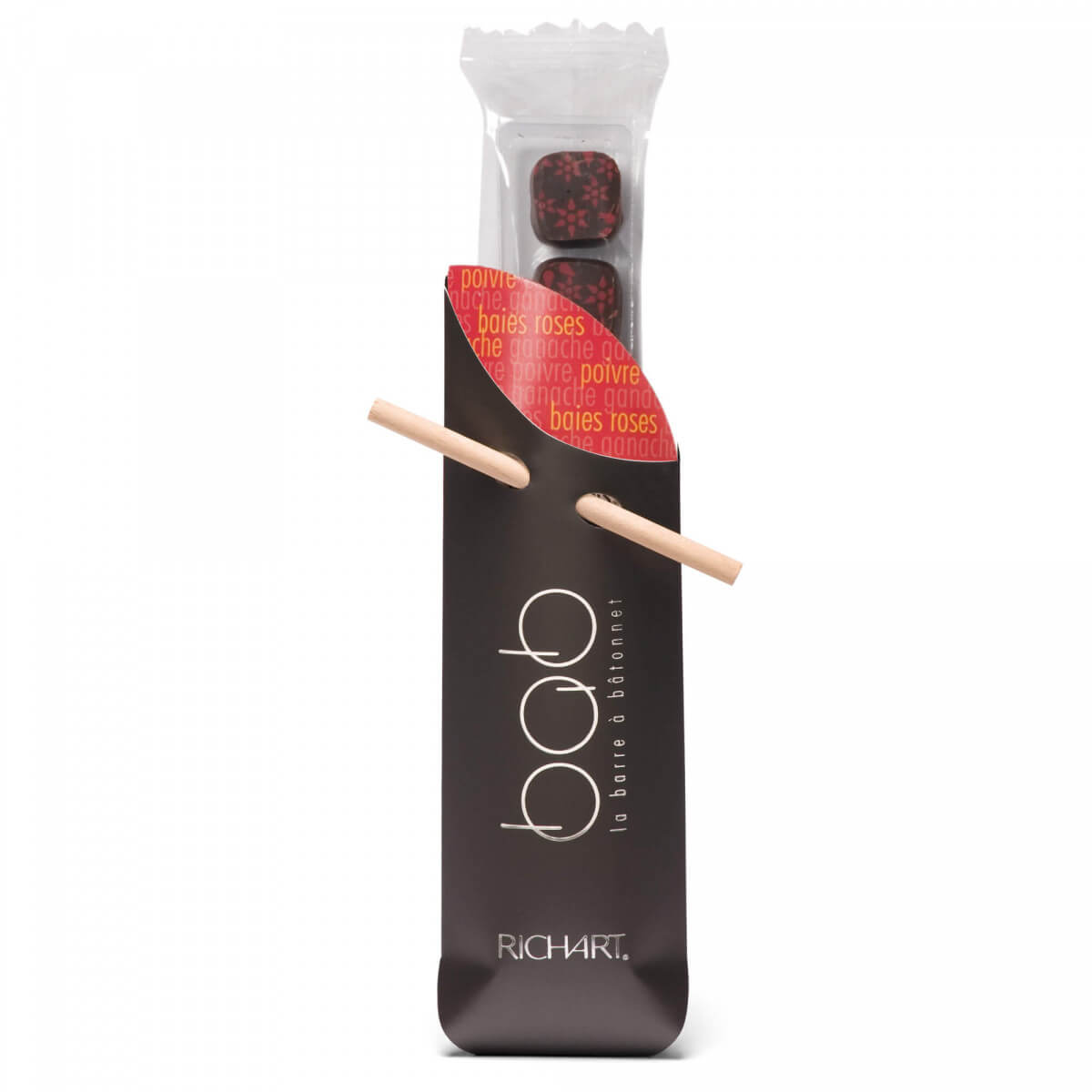BAB Ganache al pepe rosa:  astuccio tascabile da 9 cioccolatini ripieni