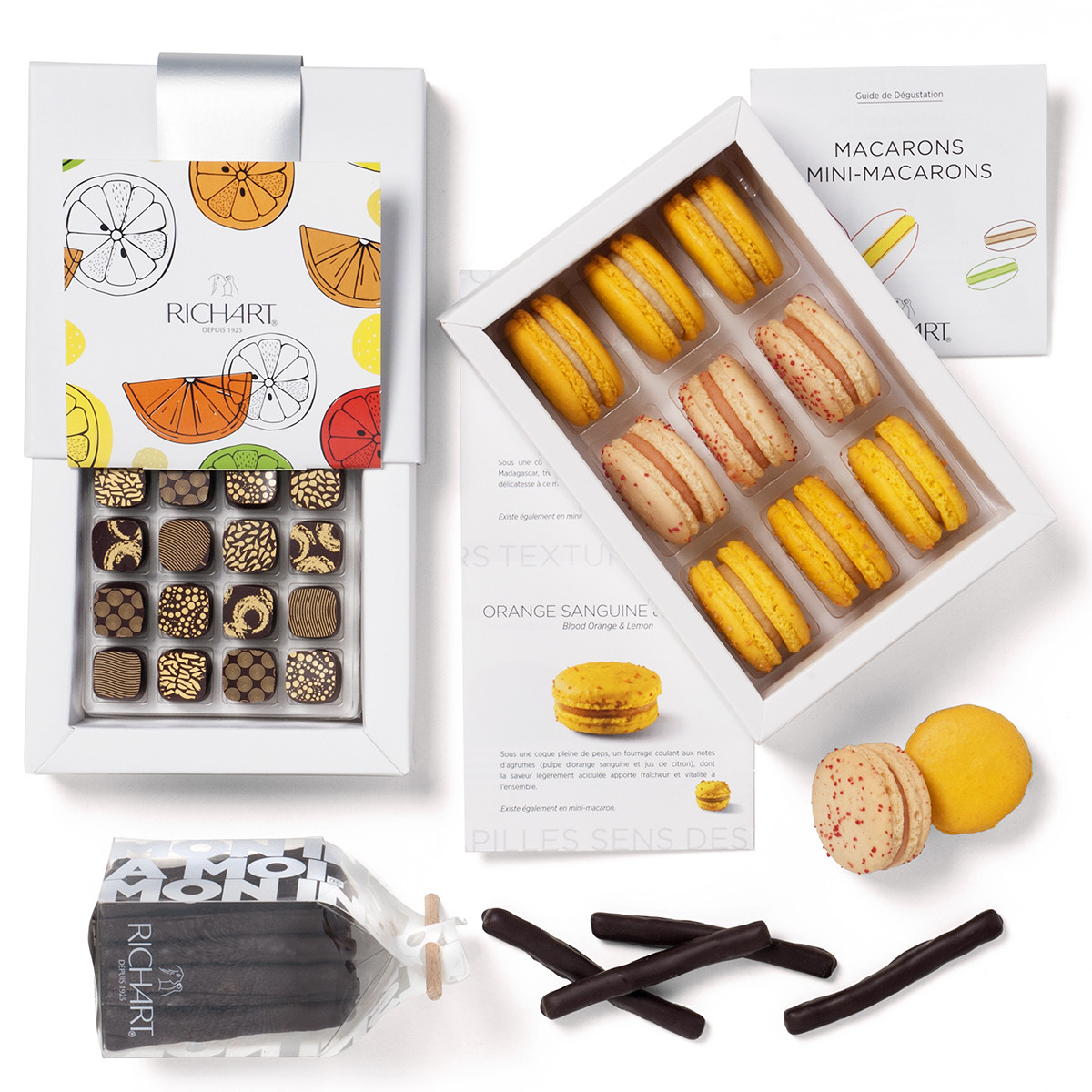 L’universo degli Agrumati - maxi-assortimento di cioccolatini ripieni e macaron