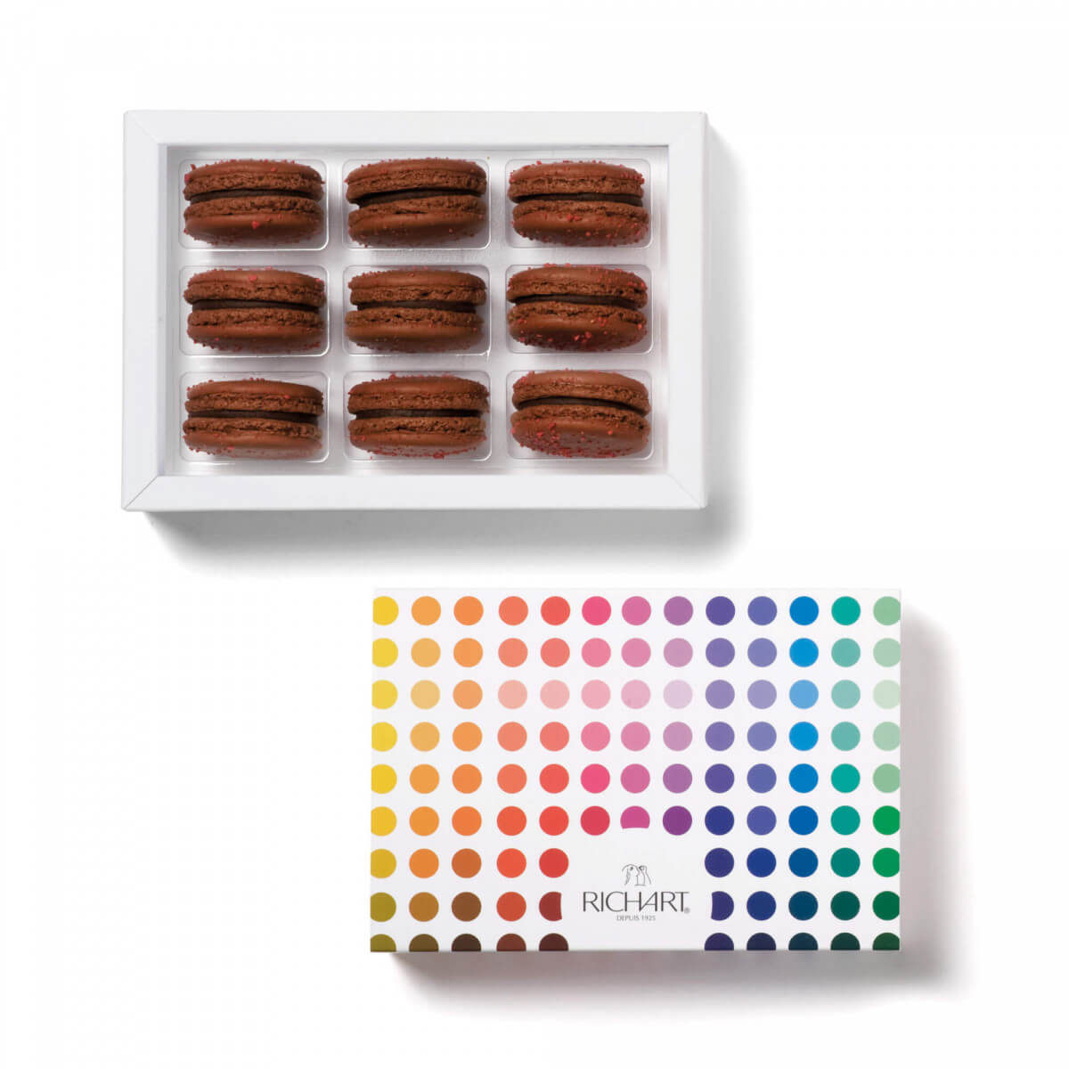 Sambiraja - Confezione 9 macaron al cioccolato fondente